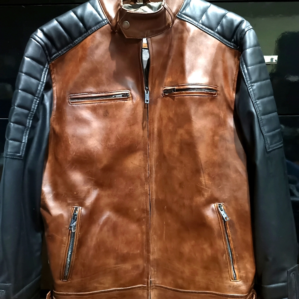 Men’s  Brown Bomber Sheepskin Leather Jacket
